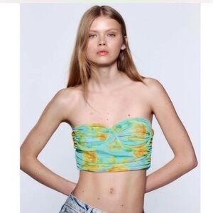 Zara Blue Floral Corset Top